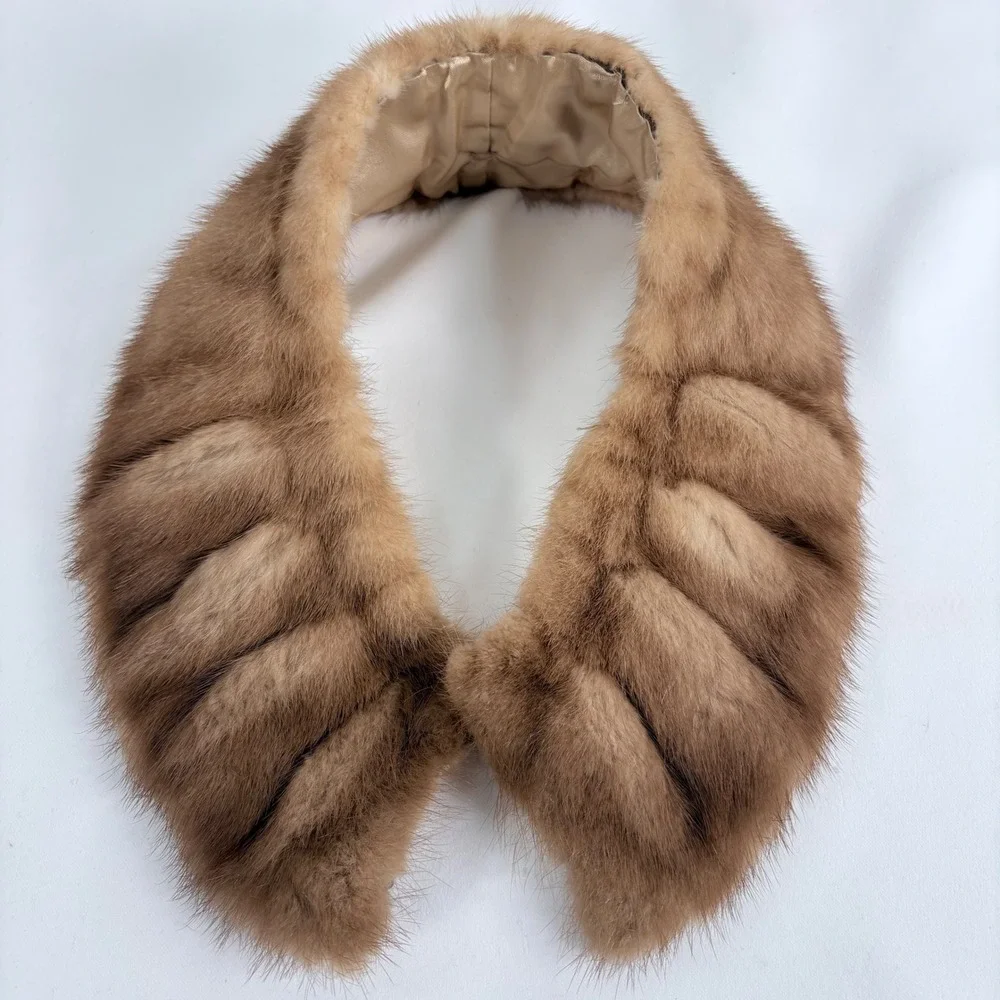 Vintage Blonde Mink Fur Collar Genuine Fur Detachable Wrap Accessory Mob Wife